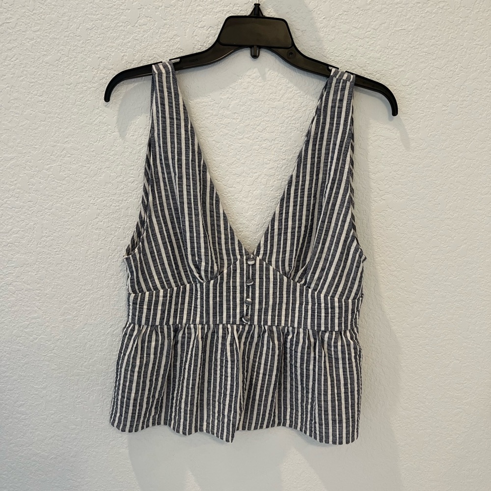 Worn Once, navy striped tank